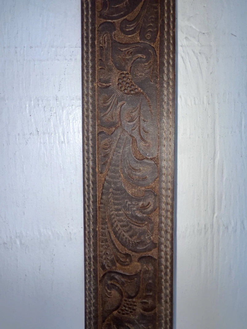 New Brown Genuine Leather Tooled 28” Belt #8090 JJ-40
