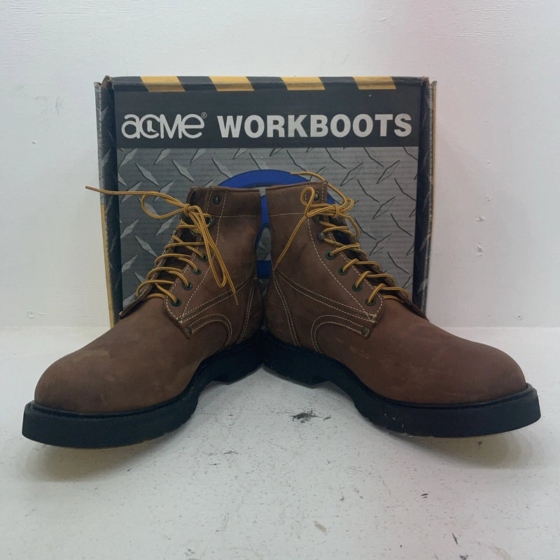 New Men’s Brown Lace Up Acme Cowboy Boots. 9078 12 E W. 10-9