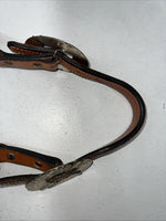 New Light Oil Genuine Leather Show Halter With Lead Rope Silver Accents W-22