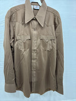 New Men’s Tem Tex Brown Long Sleeve Pearl Snap 17 X 34 XL O-79
