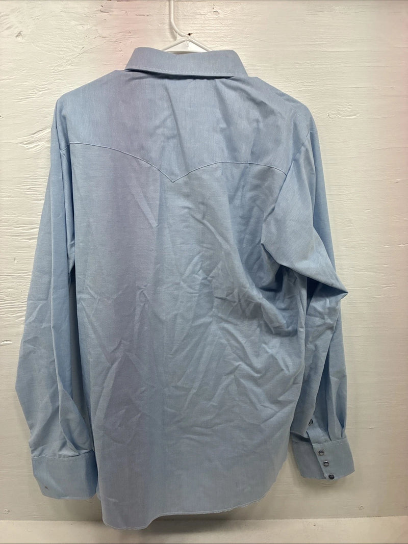 New Men’s Circle S Blue Long Sleeve Pearl Snap 16 X 36 Large X-62