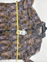 New Women’s Cumberland Purple Yellow Print Long Sleeve Pearl Snap 3XL GG-41