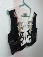 New Women’s 1849 Authentic Ranchwear White Black Show Vest Large E-604