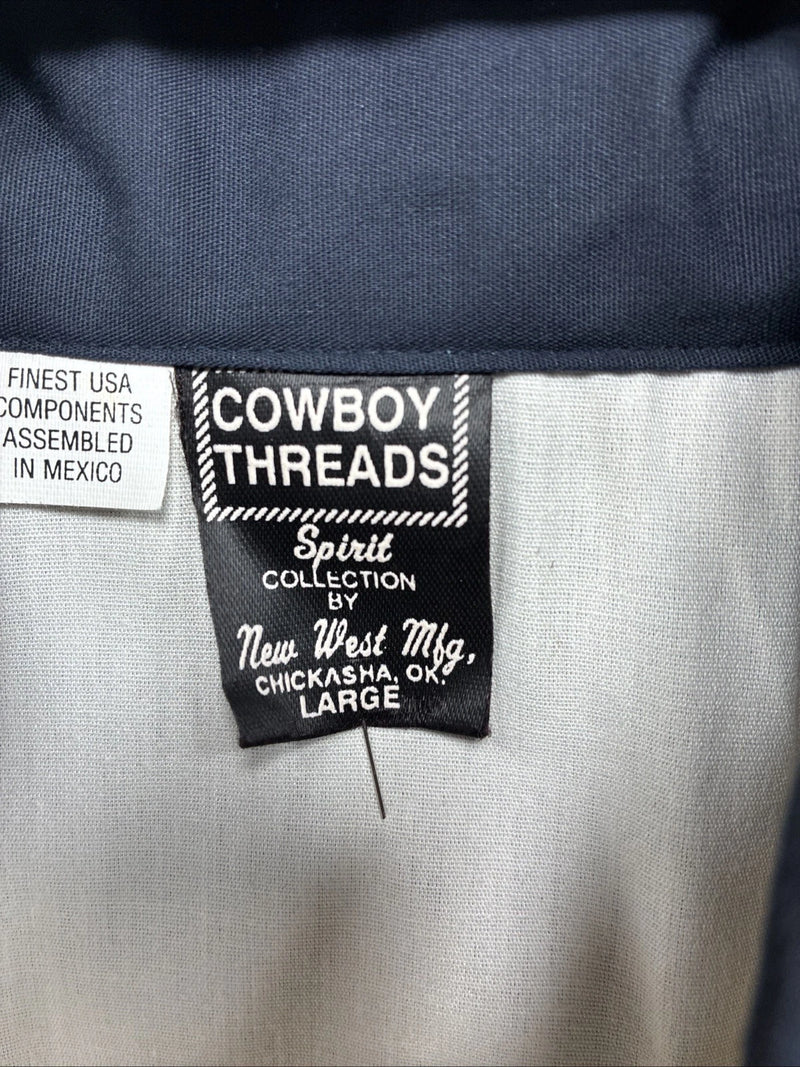 New Men’s Cowboy Threads Tan Blue White Long Sleeve Button Up Large AA-31