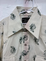 New Men’s Champion Western Yellow Floral Short Sleeve Pearl Snap Small J-74