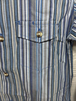New Kids ELY Classic Blue Stripe Long Sleeve Button Up Small CC-97