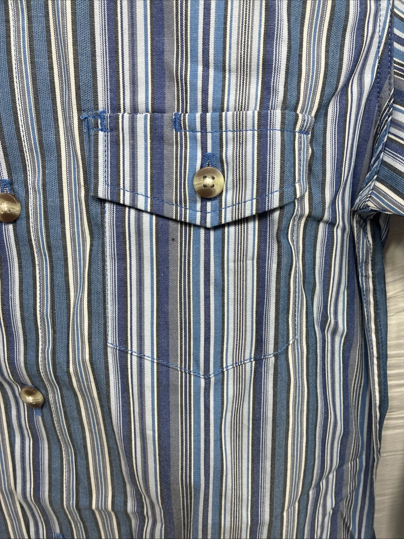 New Kids ELY Classic Blue Stripe Long Sleeve Button Up Small CC-97
