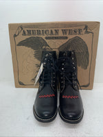 New Men’s Black Lace Up American West Cowboy Boots. 5991 9.5 9 1/2 D. 5-22
