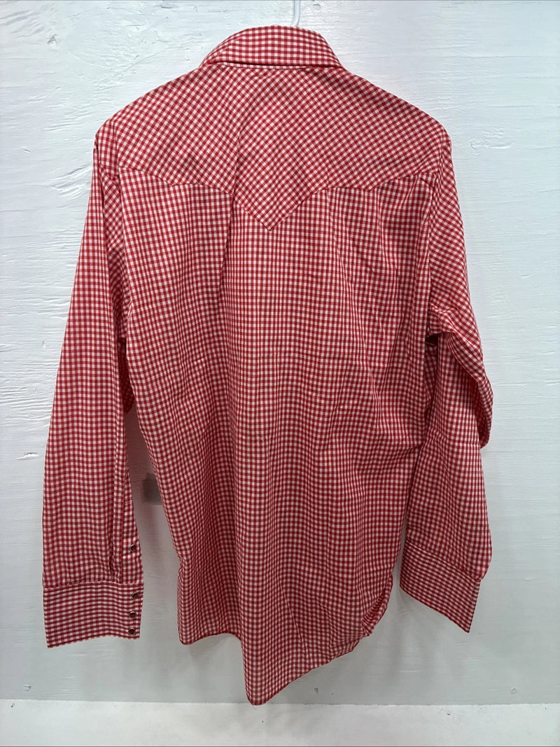 New Men’s Dickson Jenkins Red Checkered Long Sleeve Pearl Snap 16 Large AA-36