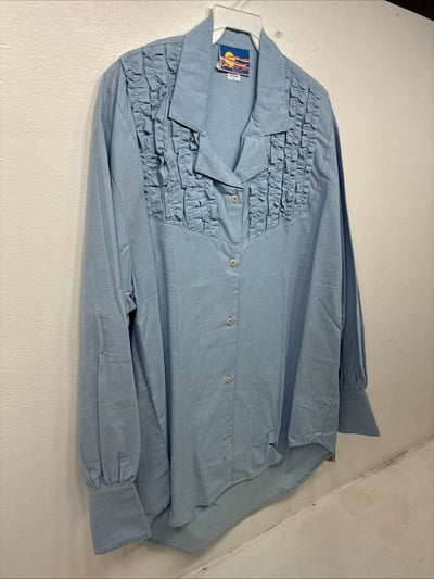 New Women’s Cricket Creek Blue Long Sleeve Button Up Size Large TT-128