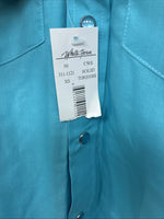 New Kids White Horse Blue Long Sleeve Pearl Snap Size XS DD-144