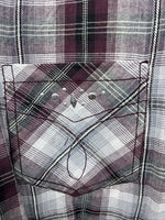 New Women’s Cumberland Purple Plaid Long Sleeve Pearl Snap 2XL GG-24