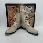 New Women’s Cream Lace Up Texas Brand Cowboy Boots. 4469 10 M. 15-151