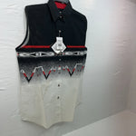 New Men’s Cumberland Outfitters Black White Red Sleeveless Button Up Small B-53