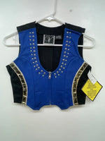 New Women’s Blue Bling Valencia Sleeveless Zip Up Shirt L #05223 3B-59
