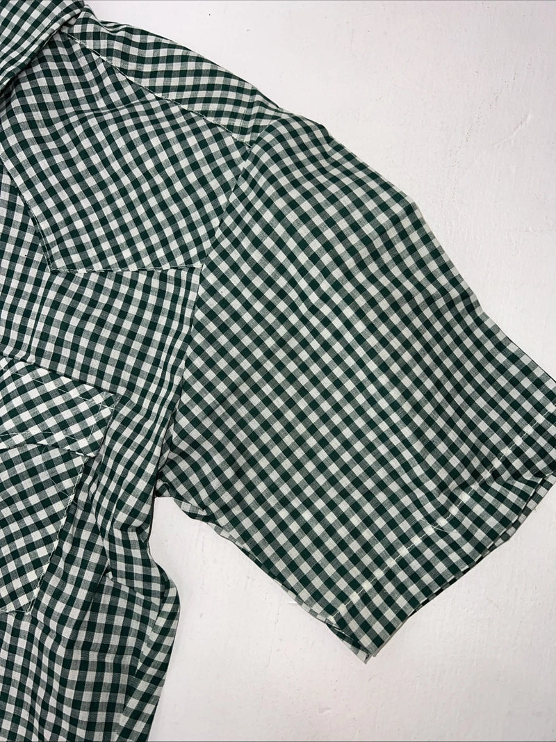 New men’s Western Shirt Works Green Pearl Snap Short Sleeve 14.5 Small A-181