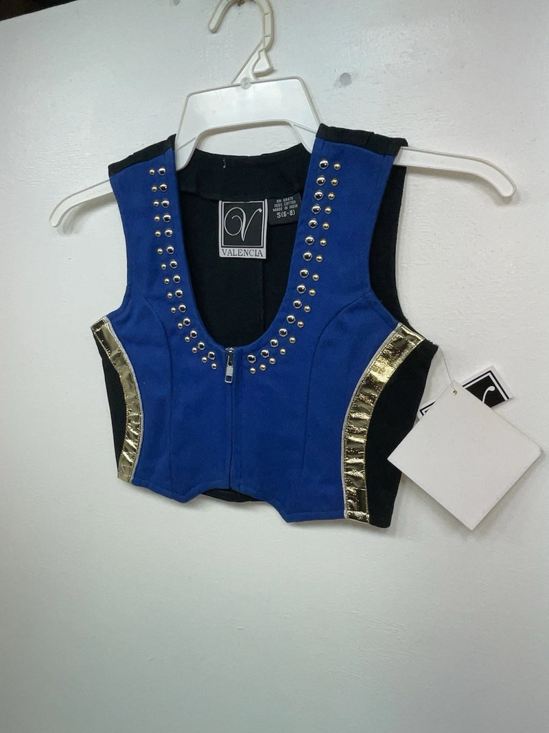 New Kids Blue With Bling Valencia Sleeveless Zip Up Vest S #052235G 3B-60