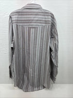 New Men’s ELY Cattleman Gray Stripe Long Sleeve Pearl Snap 18.5 X 35 2XL F-75