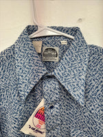 New Men’s Miller Blue Deigned Long Sleeve Pearl Snap 15 Medium II-104