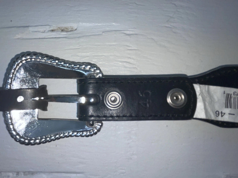 New Black Genuine Leather Nocona Silver Pendent 46” Belt #N2235601 NN-133