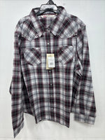 New Women’s Cumberland Purple Plaid Long Sleeve Pearl Snap 3XL GG-25