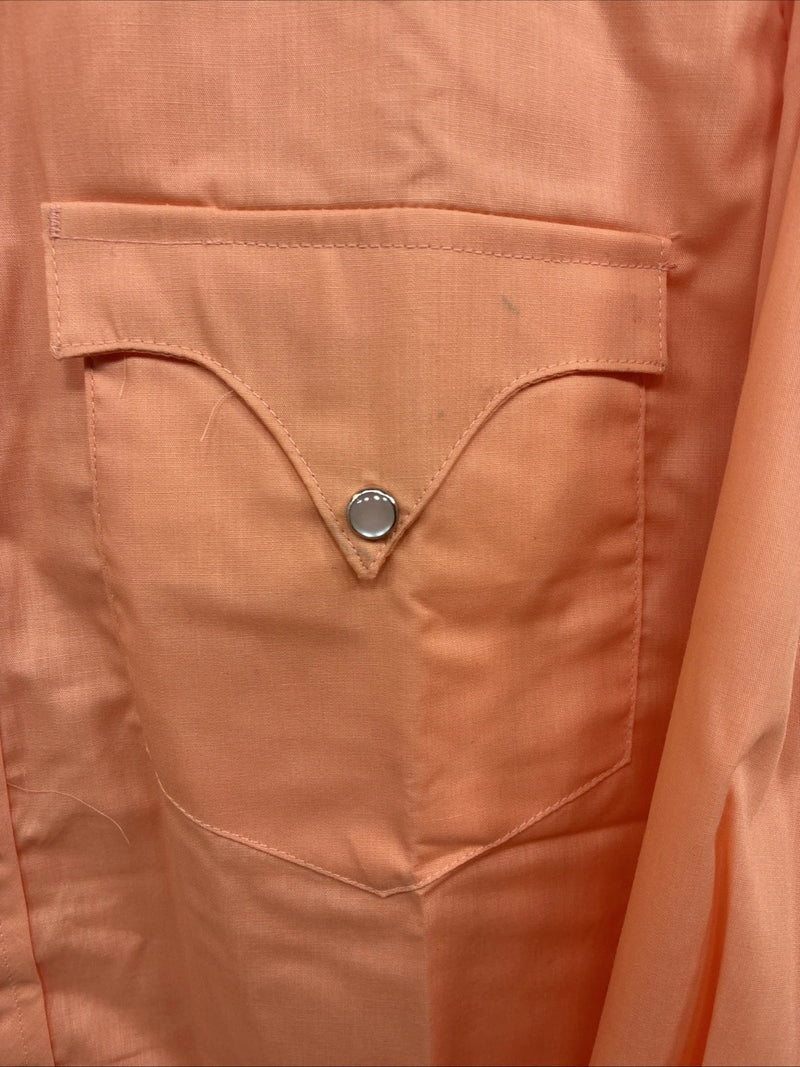 New Men’s Tem Tex Bright Orange Long Sleeve Pearl Snap 15 X 33 Medium K-91