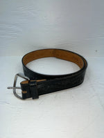New Black Genuine Leather Chambers Tooled 34” Belt #WS658 JJ-43