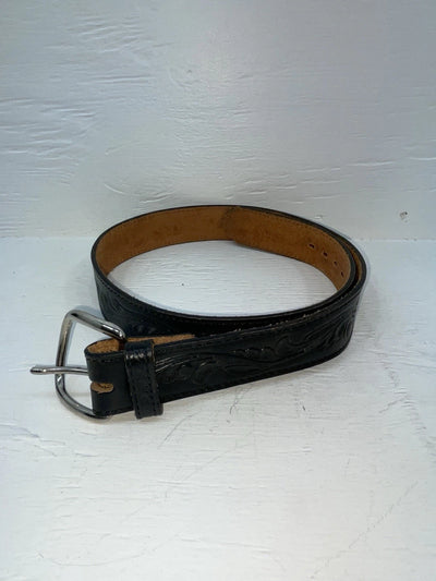 New Black Genuine Leather Chambers Tooled 34” Belt #WS658 JJ-43