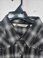 New Women’s Cumberland Black Plaid Long Sleeve Pearl Snap 2XL GG-12