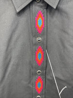New Women’s Country Charmers Black Deigned Long Sleeve Pearl Snap CL II-65