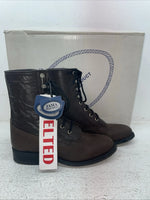 New Youth Brown Lace Up Old West Cowboy Boots. 5148 G 4. 22-61