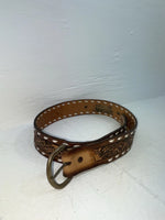 New Brown Genuine Leather Weaved And Tooled 30” Belt #203 JJ-94
