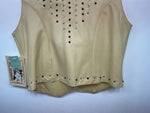 New Women Yellow With Bling 1849 Cut Off Zip Up Vest S #77872 3B-65