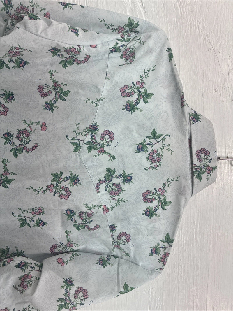 New Men’s Texson Blue Floral Long Sleeve Pearl Snap 14 X 32 Small V-65