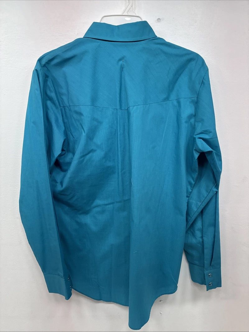 New Women’s Country Charmers Blue Long Sleeve Pearl Snap Large DD-68