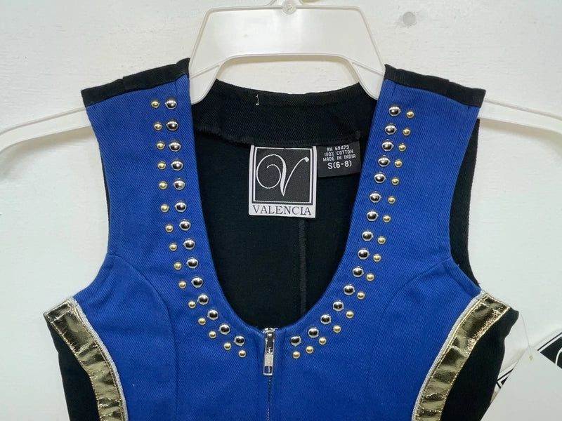 New Kids Blue With Bling Valencia Sleeveless Zip Up Vest S #052235G 3B-60