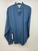 New Women’s Cowboy Threads Blue Stripe Long Sleeve Button Up Large TT-16