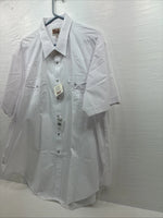 New Men’s ELY Cattleman White Short Sleeve Simple Pearl Snap 18.5 2XL F-79
