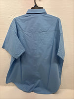 New Men’s ELY Cattleman Blue Short Sleeve Pearl Snap 18.5 2XL F-78