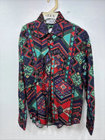 New Women’s Mine & Bills Multicolor Design Long Sleeve Button Up Medium MM-99