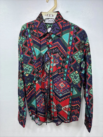 New Women’s Mine & Bills Multicolor Design Long Sleeve Button Up Medium MM-99