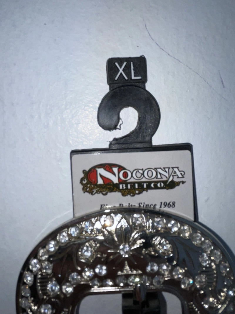 New Brown Genuine Leather Nocona Silver Bling Cross XL Belt #N1330999 Z-74