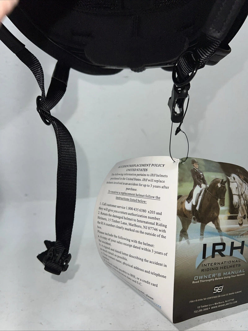 New Women’s Black IRH English Riding Helmet. Medium/Large. 12-101