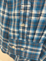 New Men ELY Cattleman Blue Paid Long Sleeve Button Up Medium J-88