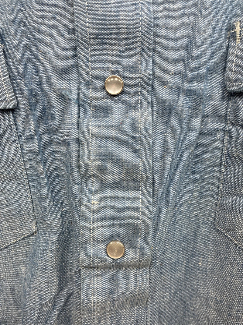 New Men’s Champion Western Blue Jean Long Sleeve Pearl Snap 16.5 Large AA-26