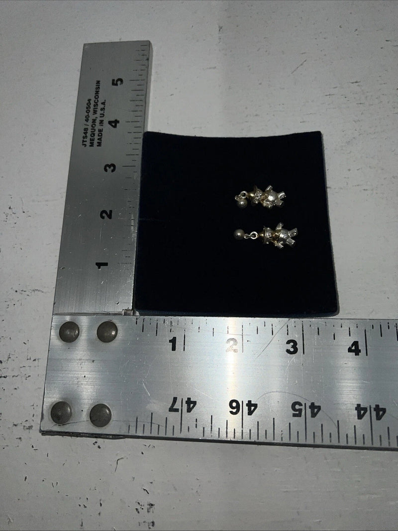 New Women’s Montana Silversmiths Silver Gold Teddy Bear Earrings. ER227 A-39