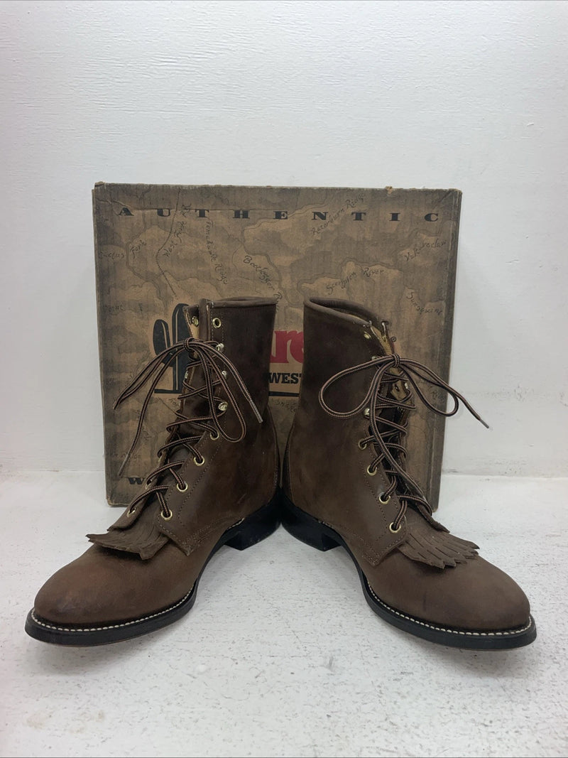 New Men’s Brown Lace Up Laredo Cowboy Boots. 1225 9 D. 4-53t
