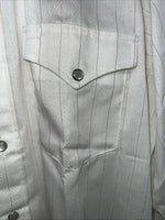 New Men’s HbarC Ranchwear White Gold Long Sleeve Pearl Snap Shirt 17x34 XL P-80