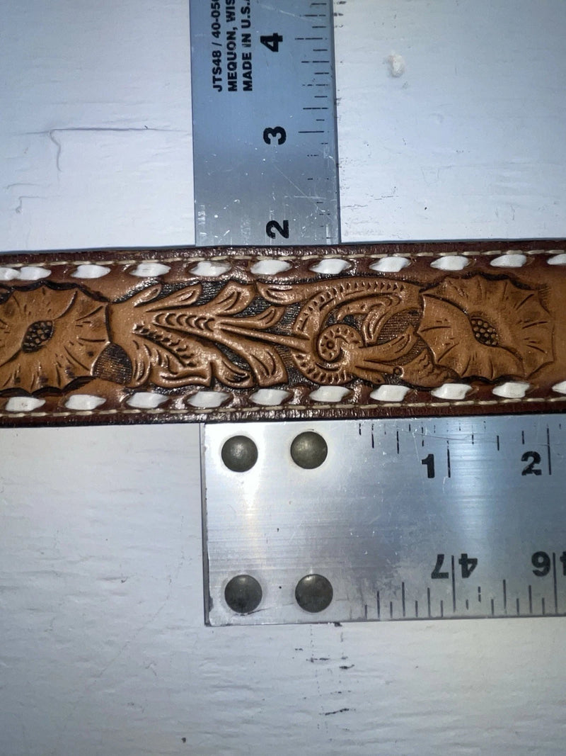 New Brown Genuine Leather Wright Tooled 28” Belt #10412 JJ-41