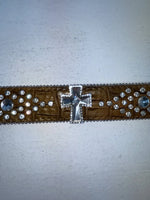 New Brown Genuine Leather Nocona Silver Bling Cross XL Belt #N1330999 Z-75